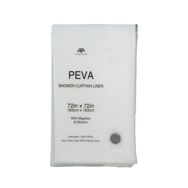 Soft Non-Toxic PEVA Shower Curtain Liner w/ magnets Eco-Friendly Mildew Resist